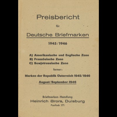 Preisbericht für Deutsche Briefmarken 1945/1946