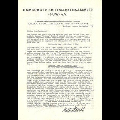 Hamburger Briefmarkensammler "BUW" e.V. 1958-59