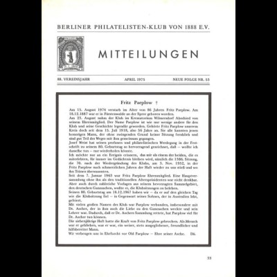 Mitteilungen des Berliner Philatelisten-Klub von 1888 E.V., Nr. 53, 54 u. 56