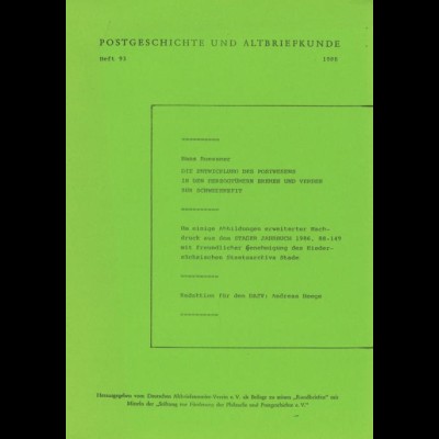 Postgeschichte und Altbriefkunde, Heft 93, 1988.