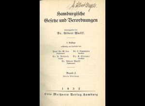 Hamburgische Gesetze und Verordnungen Bd. 3, Zweite Abteilung, Hamburg 1932