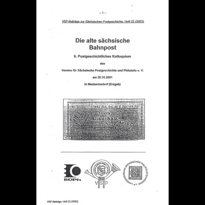 VSP-Beiträge zur Sächsischen Postgeschichte, Heft 22 (2003)