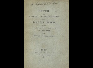 FRANKREICH: Notice sur l'Origine du Prix Uniforme de la Taxe des Lettres, 1872.