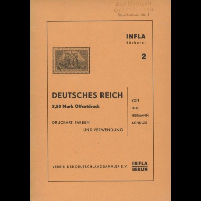 Schulze, Hermann, Deutsches Reich, 2,50 Mark Offsetdruck, Berlin 1958.