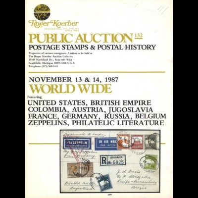 GANZE WELT / ZEPPELINPOST: Public Auction 152. Postage Stamps & Postal History.
