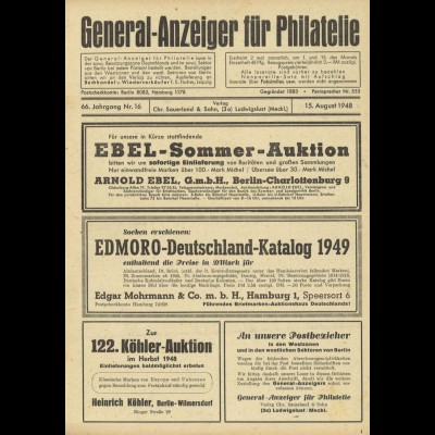 General-Anzeiger für Philatelie, Berlin 1947 - 1953.
