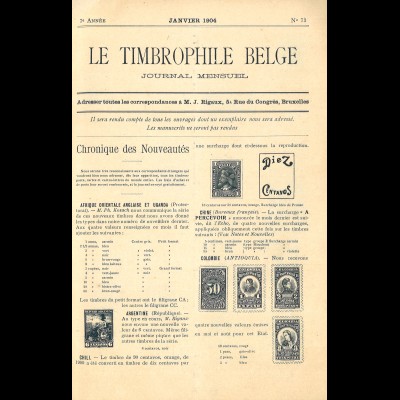 BELGIEN: Le Timbrophile Belge (7.-8. Jg. 1904/05)