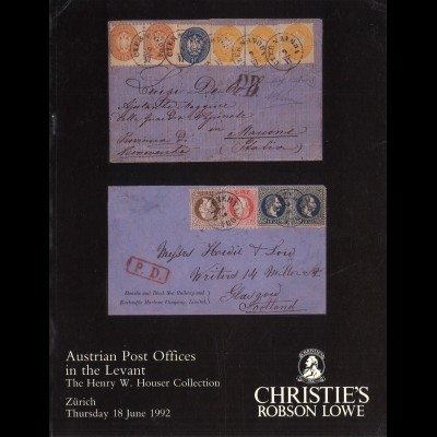 ÖSTERREICH/AUSTRIA: Robson Lowe/Christies: The H. W. Hauser Coll. (18.6.92)