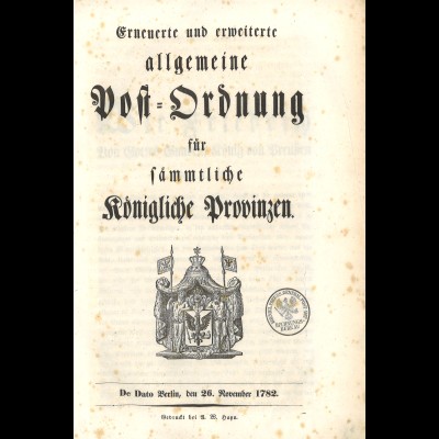 Preußische Postordnung von 1782 (Original!)