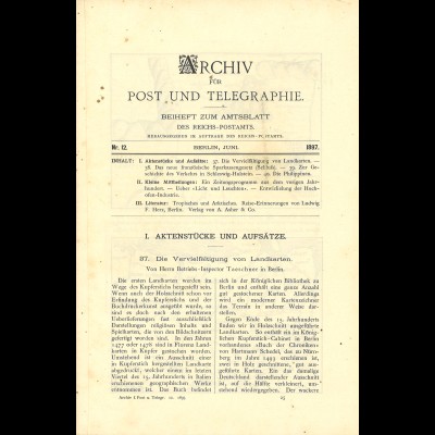 ARCHIV für Post und Telegraphie. Beiheft zum Amtsblatt, Nr. 12/1897