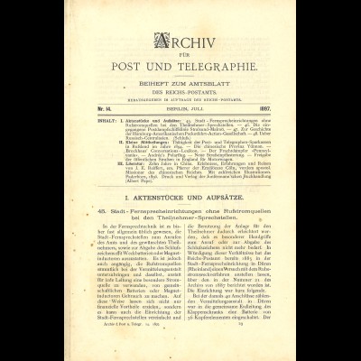 ARCHIV für Post und Telegraphie. Beiheft zum Amtsblatt, Nr. 14/1897