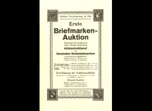 Heinrich Köhler: 1. Briefmarkenauktion April 1913