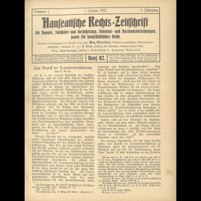 Hanseatische Rechts-Zeitschrift (1922)