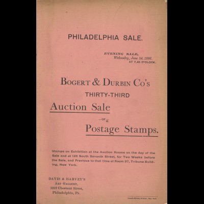 R. R. Bogert & Co. (Bogert & Durbin): 4 Auktionskataloge von 1889–1892