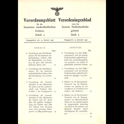 Verordnungsblatt für die besetzten niederländischen Gbeiete (Stück 2)