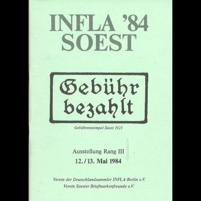 INFLA 84 Soest - Rang III-Ausstellung. Katalog