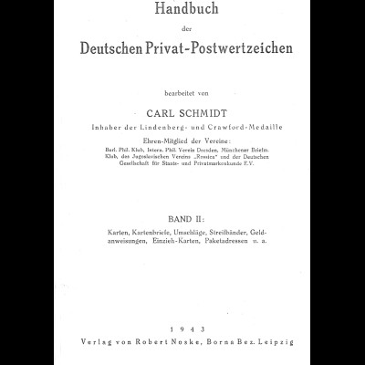 Carl Schmidt: Handbuch der Deutschen Privat-Postwertzeiche (Band II) - Kopie