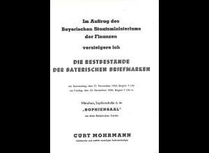 BAYERN: Curt Mohrmann: Die Restbestände der bayerischen Briefmarken (Auktion)