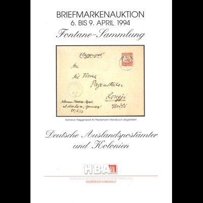 HBA-Auktion: Deutsche Auslandspostämter und Kolonien (Fontane-Sammlung)