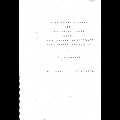 NIEDERLANDE: E. J. Enschedé: List of the Perfins of the Netherlands Curacao ...