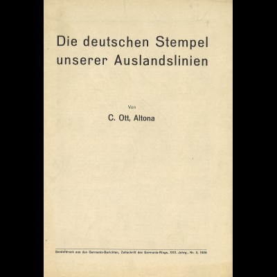 C. Ott: Die deutschen Stempel unserer Auslandslinien (1926)