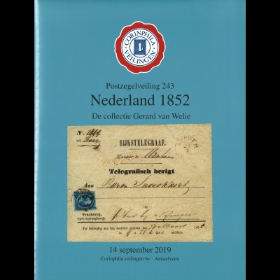 Corinphila: Nederland 1852. De collectie Gerard van Welie (Sept. 2019)