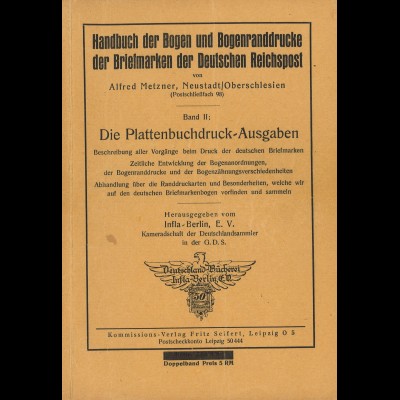 Alfred Metzner: Die Plattenbuchdruck-Ausgaben (Band II des Handbuches) 