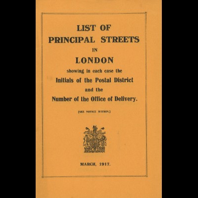 List of Principal Streets in London (March 1917)