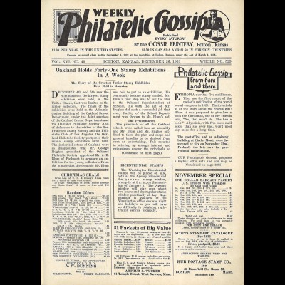 USA: Weekly Philatelic Gossip (Jg. 1931, ab Dec. – 21 May 19e32)