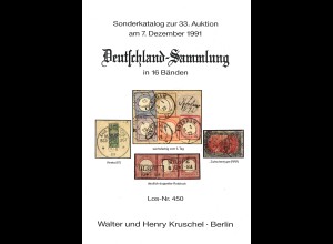 33. Kruschel-Auktion (Dez. 1991). Sonderkatalog "Deutschland-Sammlung"