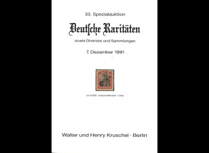 33. Kruschel-Auktion (Dez. 1991). Deutsche Raritäten