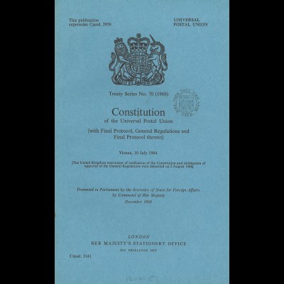 Universal Postal Union: Constitution of the UPU, Vienna 10 July 1964