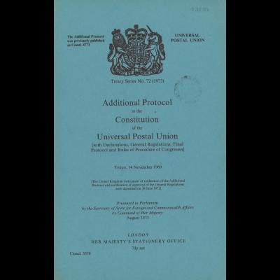 Universal Postal Union: Additional Protocol ..., Tokyo 14 November 1969