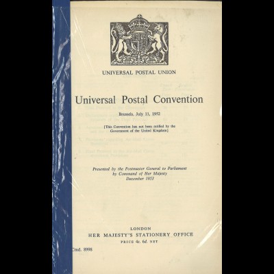 Universal Postal Union: Universal Postal Convention, Brussels 11 July 1952