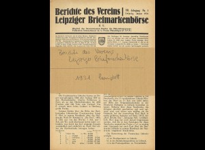 Berichte des Vereins Leipziger Briefmarkenbörse 1931 (12. Jg.)