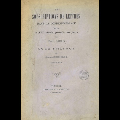 Paul Dablin: Les Souscriptions de Lettres dans La Correspondance ... (1903)