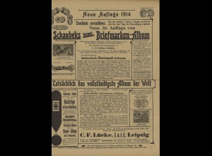 SCHAUBEK-Werbeflyer für 36. Auflage des Albums (1914)