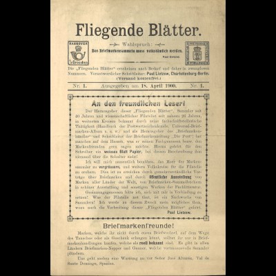 Paul Lietzow: Fliegende Blätter (Nr. 1–3/1900–1901)