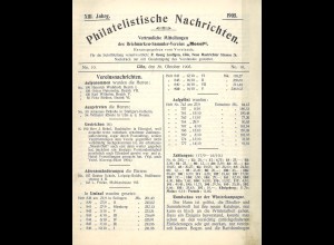 BSV "Mosel": Philatelistische Nachrichten (8 Heft aus 1905–1917)
