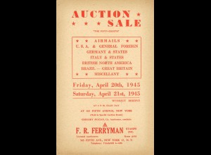 58. F. R. Ferryman-Auktion, Katalog vom 20./21. April 1945