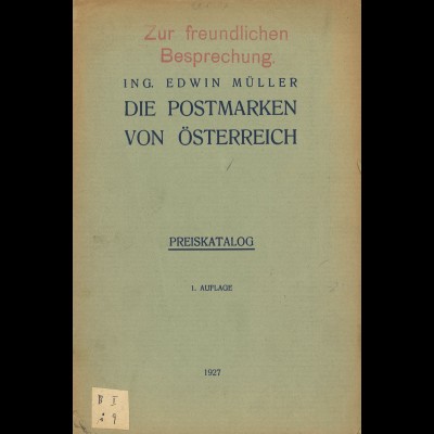 Edwin Müller: 3 Österreich-Kataloge (1927–1936)