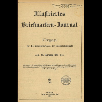 Gebr. Senf: Illustriertes Briefmarken-Journal, Jg. 1918 (Broschur)