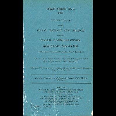 Staats-/Postvertrag zwischen Großbritannien und Frankreich (1890 + 1911)