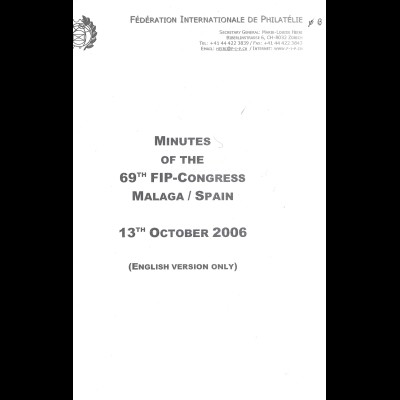 FIP: Minutes of the 69th FIP-Congress Malaga/Spain 13.10.2006