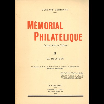 Gustave Bertrand: Mémorial Philatélique (1932–1934)
