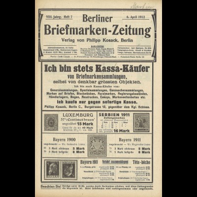 Berliner Bfriefmarken-Zeitung (Jg. 1912)