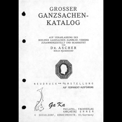 Dr. Ascher: Grosser Ganzsachen-Katalog (Erner-Reprint 1976)