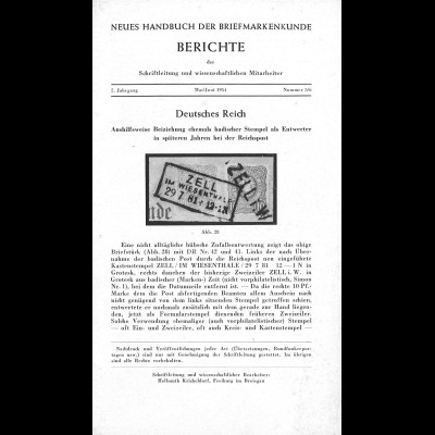 Neues Handbuch der Briefmarkenkunde: Deutsches Reich (3 Berichte 1954–56)