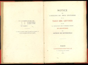 Arthur de Rothschild: Notice sur L’Origine du Prix Uniforme ... 1872