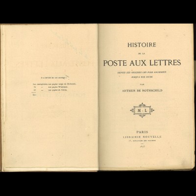 Arthur de Rothschild: Histoire de la Poste aux Lettres (1873)